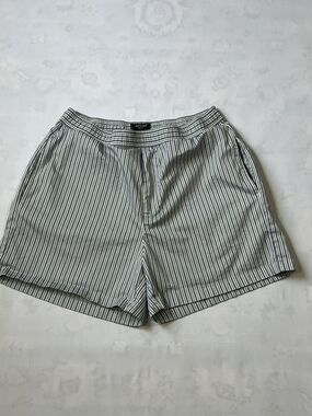 Todd Snyder Navy & White Vertical Stripe Flat Front Shorts